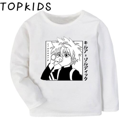 2021 Kids Hunter X Hunter Killua Baka Cartoon Funny T-shirt Children Anime Tops Baby Boys Girls Long Sleeve T shirt,LKP2220