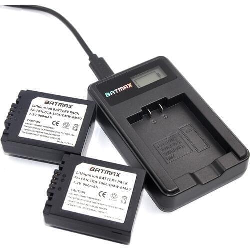 2X CGA-S006 S006 DMW-BMA7 S006A CGR-S006E Battery +LCD USB Charger for Panasonic Lumix DMC-FZ7 FZ8 FZ18 FZ28 FZ30 FZ35 FZ38 FZ50
