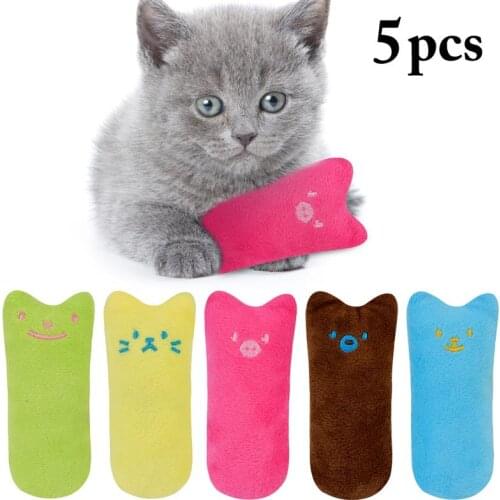 5Pcs Cat Grinding Catnip Toys Interactive Plush Cat Toy Pet Kitten Chewing Toy Claws Thumb Bite Gatos Mint For Cats Teeth Toys