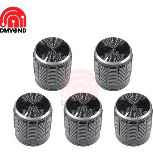 5Pcs 6mm Volume Control Controller Rotary Knobs Black For Knurled Shaft Potentiometer Swtich Caps
