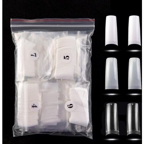 500 Pcs White Clear French False Acrylic Nail Tips Full/Half Cover Tips Coffin Fake Nails UV Gel Manicure Fake Nail Tips Kits