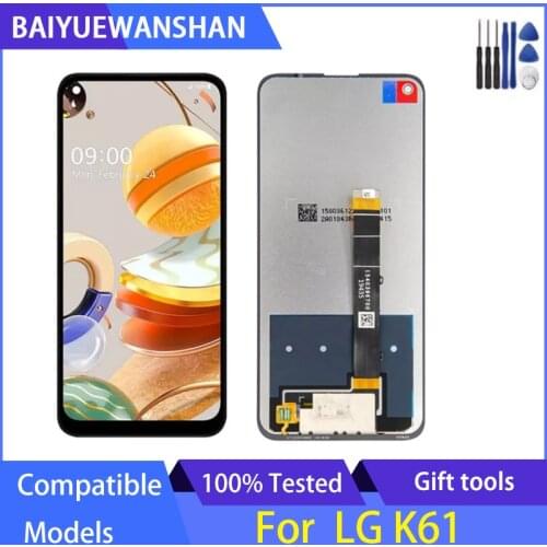 6.53'' For LG K61 LMQ630EAW LM-Q630EAW LM-Q630BAW LCD Display Touch Screen Digitizer Assembly with Frame For LG K61 Lcd