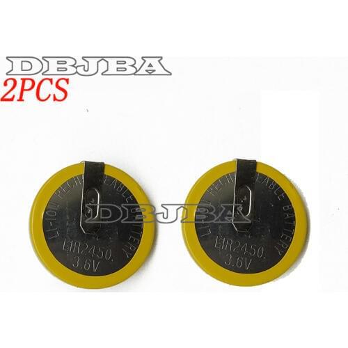 2PCS/LOT LIR2450 horizontal welding foot battery 3.6V rechargeable coin cell battery charging 2450