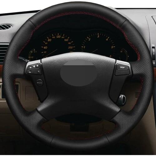 Car Products DIY Black Genuine Leather Car Accessories Steering Wheel Cover For Toyota Avensis 2003 2004 2005 2006 2007 2008