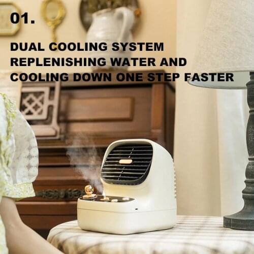 USB Leafless Portable Fan Desktop Silent Timer Portable Air Conditioner Cooling Fan Air Cooler Air Conditioner Suitable for Home