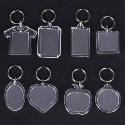 DIY Ring Key Chain Rectangle Transparent Blank Acrylic Insert Photo Picture Frame Keyring Keychain Gift