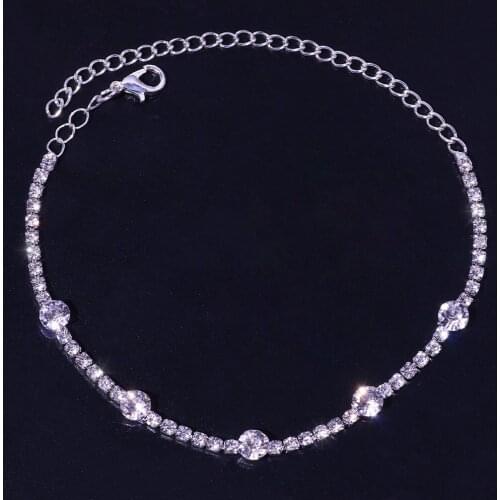 CZ Tennis Chain Anklet Bracelet Beach Accessories Iced Out Crystal Anklets For Women Hip Hop Jewelry Gold Foot Chain Tobillera