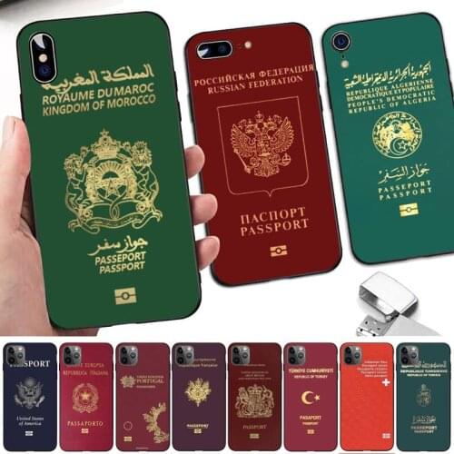 FHNBLJ Fashion Passport Phone Case for iPhone 8 7 6 6S Plus X 5S SE 2020 XR 11 12 pro XS MAX