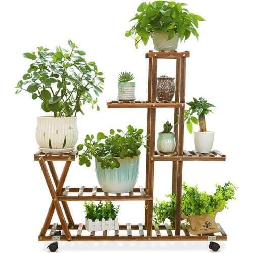 5 Tiers Wooden Flower Rack Plant Stand Multi Flower Stand Shelves Bonsai Display Shelf Yard Garden Patio Balcony Flower Stands