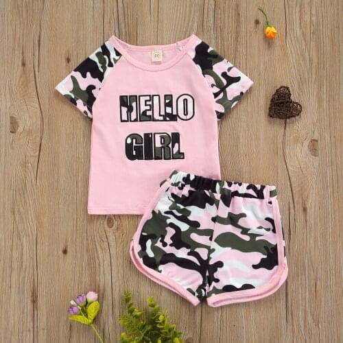 Childrens Sets Girls Childrens SetsCasual Two-piece Clothes Set, Round Collar Short Sleeve T-shirt and Shorts 2021 New Fashion