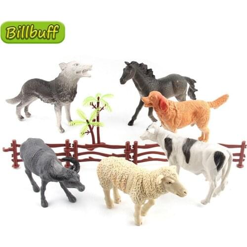 8Pcs Simulation Farm Poultry Animals Sheep Horse Cow PVC Model Miniature Farm Action Figures Educational toys for children Gift