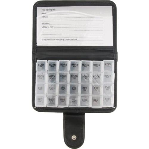 PU Wallet Pill Box 7 Day Medicine Container Storage Holder Travel Container Trinket Box for Home or Outdoor