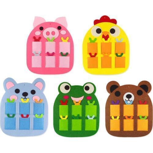 Cute Pig Cock Frog Bear Animal Design Area Card Felt Bag Kid Awarding Felt Bag For Decoration of Kindergarten, Kids Room, Class