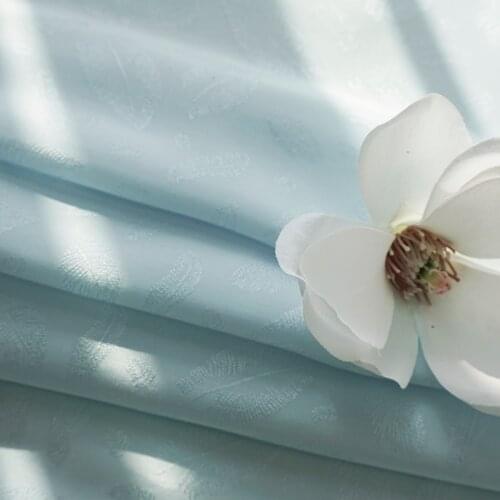 Fashionable super-beautiful leaf jacquard cotton fabric luster water-sensitive blue dark cotton silk rayon Silk Jacquard Dress H