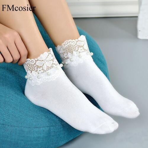 6 Pairs Lot Summer Women Short Lace Socks Ruffle Ankle Cotton Casual Funny Beautiful Elastic White Black