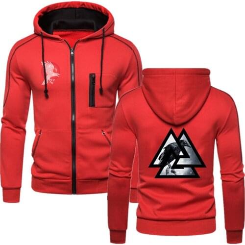 2021 Fashion New Viking Legend Ragnars Raven Cotton Zipper Hoodies Fitness Sweatshirts Solid College Style Coat Custom Decal To