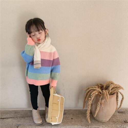 Girls Clothing 2021 Winter Pullover Children Sweaters Cartoon Cloud Long Sleeve Outerwear O-Neck Kids Knitwear