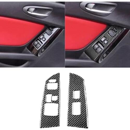 Fit For Mazda RX-8 RX8 2004-2008 Carbon Fiber Car Accessories Door Control Window Lift Switch Panel Modified Interior Sticker