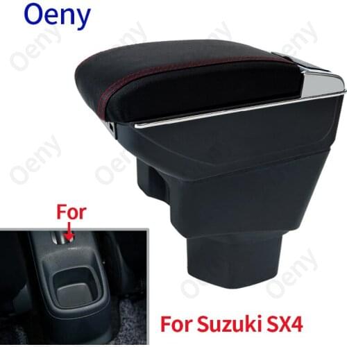 For SUZUKI SX4 Armrest center Storage box Car Armrest box Interior Parts Retrofit parts auto accessories with USB LED light