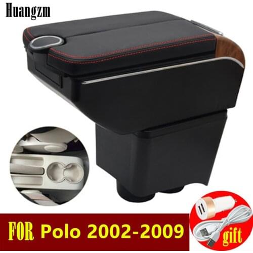 For Volkswagen VW Polo 9N 2002-2009 Armrest Box Double doors open 7USB Centre Console Storage Box Arm Rest Car accessories