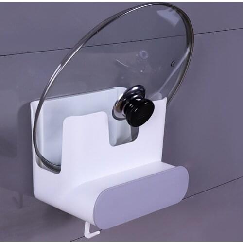 Pot Lid Rack Shelf Pan Cover Stand Wall-mounted Punch-free Home Self Adhesive Kitchen Storage Frame