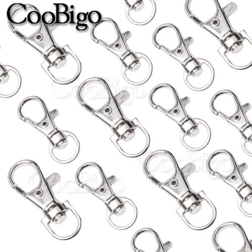 Swivel Lobster Silver Clasp Hooks Clips Metal Paracord Lanyard Split Keychain Chain Bags Parts Strap DIY Accessories Craft 50pcs