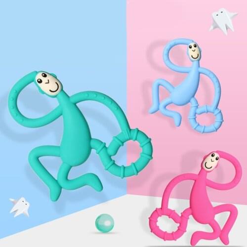 Teether High Quality Silicone Cartoon Monkey Toddler Molar Tool Kids Teething Baby Gift Natural Stop Sucking Thumb Toy