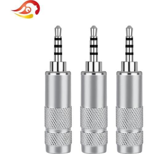 QYFANG 2.5mm Earphone Plug Audio Jack 4 Pole Stereo Headset Metal Rhodium Plated Copper Soldering 6.0mm Wire Hole Line Connector