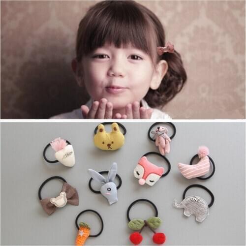 1PCS New Cute Bear Cherry Children Hair Ropes Cute Elastic Rubber Hair Band Girls Hair Accessories Baby Headwear Kids Headdress