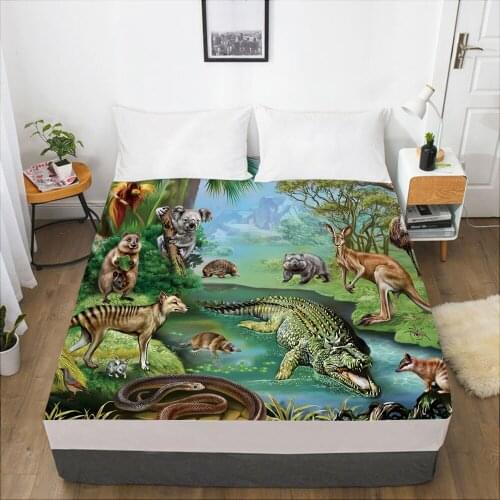 Luxury Elastic fitted sheet bed sheet With An Elastic Band Mattress Cover 150x200/160x200 Bed cover for home animal crocodile