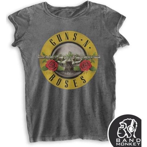 Guns N Roses Ladies Grey T Shirt Bullet Logo Official Summer MenS fashion TeeComfortable t shirtCasual Short Sleeve TEE