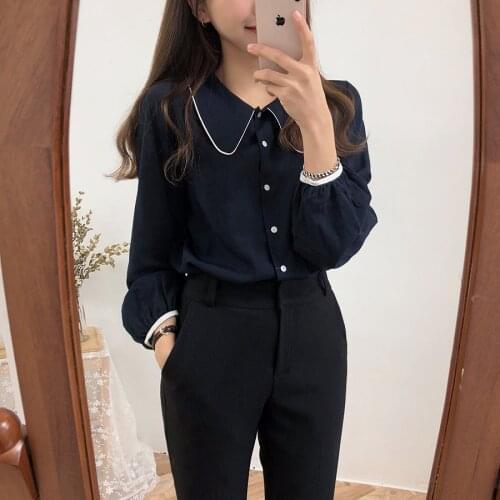 S-XL oversize Shirt Spring femme Casual blue Tops Women Long sleeve Velvet Cotton Girls Blouse Plus Size Women Blouses femme