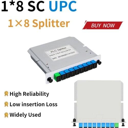 SC/UPC 1X8 Fiber Optic FTTH Cassette Box Optical Coupler SC UPC PLC 1X8 Fiber Splitter Cassette