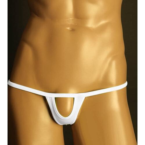 Sexy Mens Breathable Bikini Thong Underpants With Hole T-Back Open Front Penis Pouch Hollow Out Tanga Underwear