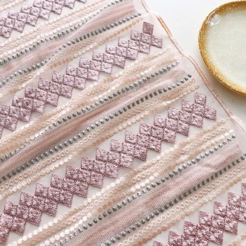 1 meter price Mesh fabric embroidery soft yarn pale green lace fabric skirt cheongsam dress fabric clothing accessories