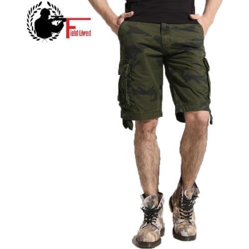 Camouflage Shorts Male Military Clothing Style Army High Quality Mens Cargo Shorts Cotton Multi Pockets Breeches Bermuda Cargo
