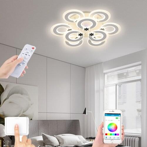 Modern bedroom LED ceiling lamp smart remote control dimming lamp living room lamp villa dining room lighting indoor room lamp