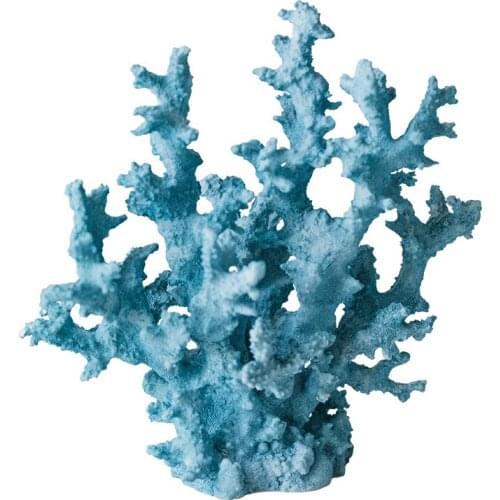 Mediterranean Blue Coral Sculpture Figurine Ornaments Plant Office Home Decoration Accessories Modern Art Resin Decor Craft Gift