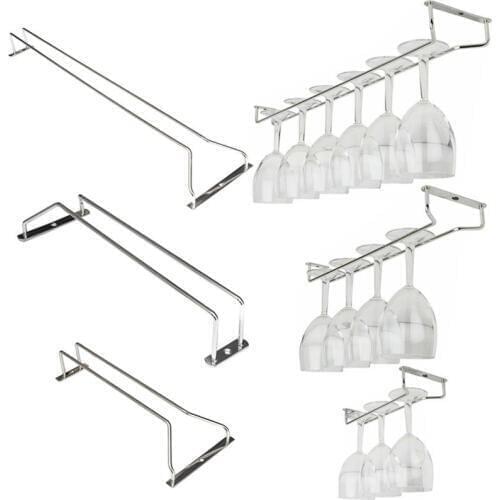 Glass Hook for Bar Whine Glass Cup Holder Rack Stemware Holder Under Cabinet Chrome Household Home Bar Pub 27/35/55cm