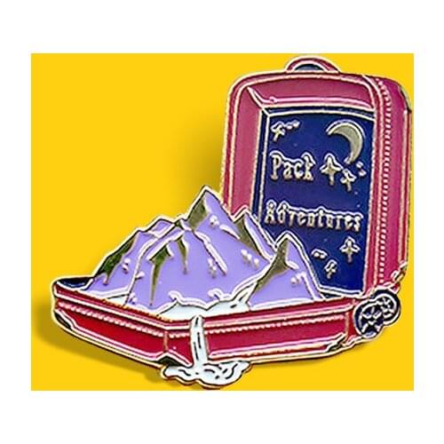 Outdoor Travelling bag Suitcase Brooch Enamel Pin Pact Adventures Mountains Oceans Backpack Badges Jewelry Gift for Friends