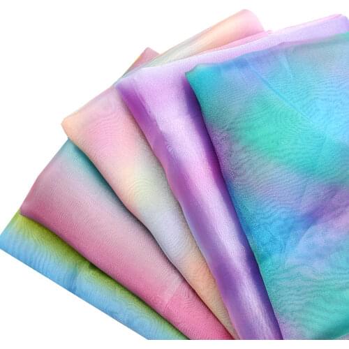 90*150cm Hot sales fabric yarn Fabric colorful gowns dress material gradual yarn fabric sheer