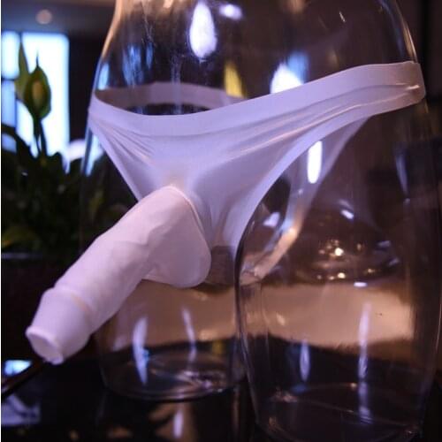 Sexy Men Thongs Sissy Seamless Low Waist Ice Silk Panties G-string Penis Sheath Cock Pouch Gay Wear Briefs Erotic Underwear