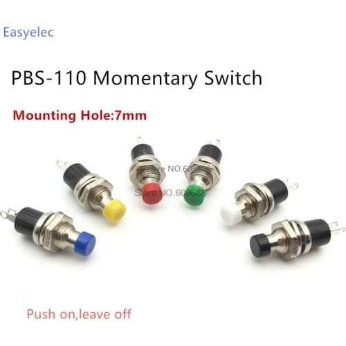 PBS-110 PBS-105 No Lock Switch/Self-resetting Push Button Switch N/O N/C Mounting Hole 7mm