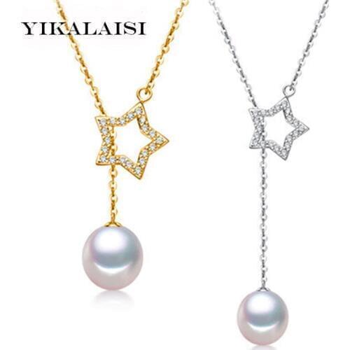 YIKALAISI 2017 Pearl Jewelry Natural Freshwater Pearl Lucky Star Necklace Pendant 925 Sterling Silver Jewelry For Women Gift