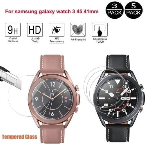Film For Samsung Galaxy Watch3 45MM Premium Tempered Glass For Galaxy Watch 3 41MM Anti-Scratch Screen Protector Cover 9H 3/5Pcs