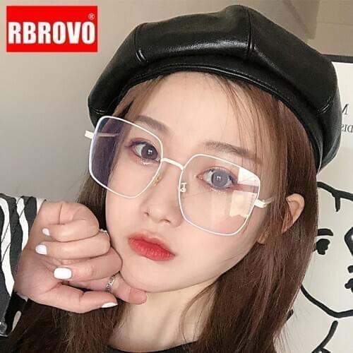 RBROVO Metal Women Glasses Frame Square Eyewear For Women 2021 Optical Brand Designer Anti Blue Light Eyeglasses Frame Women