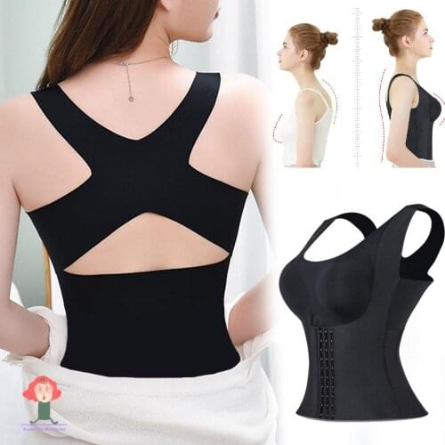 Women reducing girdleposture corrector bra seamless underwear slimming belly sheath cross back tank tops body fitnessvestgirdles