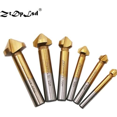 ZtDpLsd 6Pcs HSS High Speed Steel Drill Set Countersink Drill Titanium Full Mill Chamfering Cutter Chamfering Machine Perforator