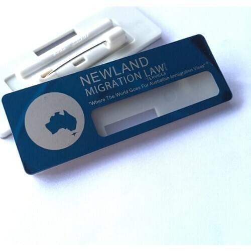 1pc custom 70*25mm name tag with laser engraved stainless steel id badge personalized reusable name badge, to New Zealand