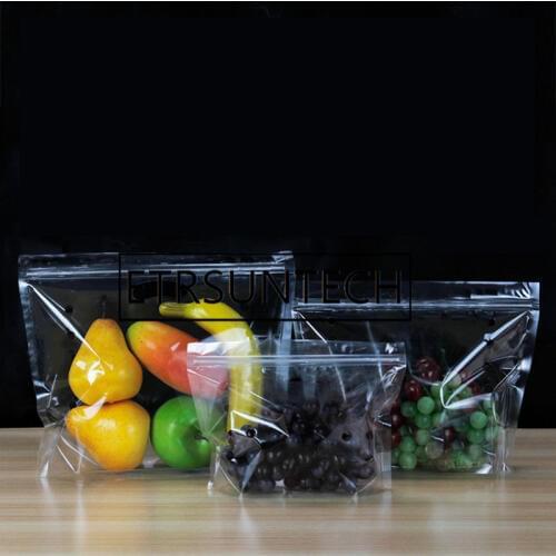 1000pcs Transparent fruit fresh keeping packing bags zipper stand up bag large plastic pouch package